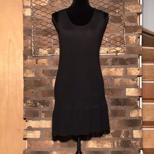 Mur Mur midi dress black sheer Pleated ruffle bottom S